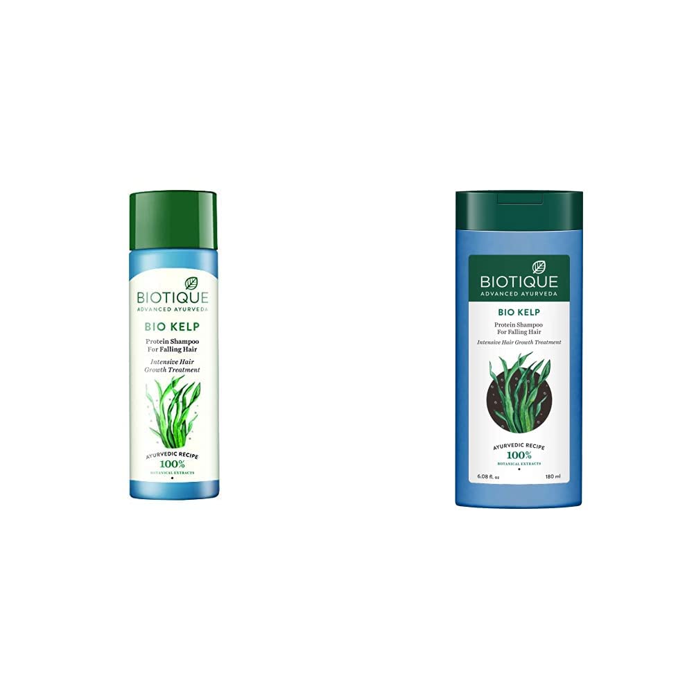 Biotique Bio Kelp Fresh Growth Protein Shampoo, 190ml & Bio Kelp Protein Shampoo For Falling Hair Intensive Hair Regrowth Treatment, 180ml