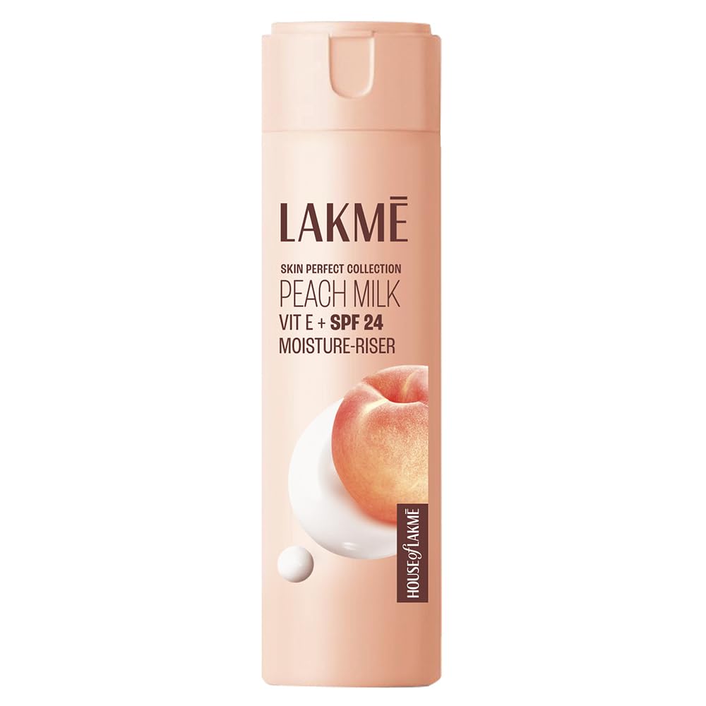 Lakmé Peach Milk Ceramide Lotion Moisturizer with SPF 24 & Hyaluronic for Intense Moisturizing & Skin Protection from UVA/B Rays|With Skin Conditioner| For Dry Skin, Normal Skin & Sensitive Skin 120ml