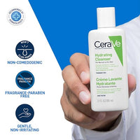 CeraVe Hydrating Cleanser For Normal To Dry Skin (88ml) - Non-Foaming Face Wash with Hyaluronic Acid And Ceramides | Non-Comedogenic, Non-Irritating And Fragrance-Free Cleanser