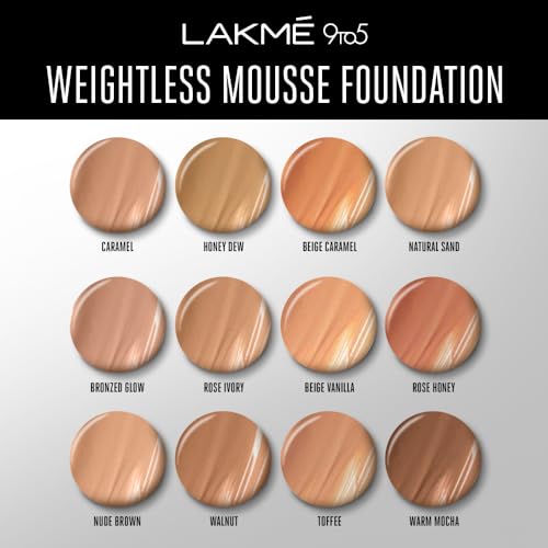 Lakmé 9 To 5 Weightless Mousse Foundation, Beige Vanilla, 25G Matte Finish, Light, All Skin Type