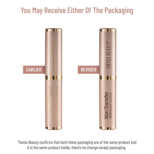 Swiss Beauty Non-Transfer Waterproof Lipstick with Jojoba Seed Oil | Matte Finish | Long-Lasting | Highly Pigmented | Shade- Blood Red, 3gm