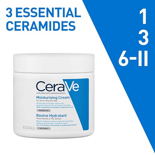CeraVe Moisturizing Cream For Dry To Very Dry Skin (454g) - Formulated with 3 Essential Ceramides And Hyaluronic Acid | Non-Comedogenic Moisturizer For Face and Body