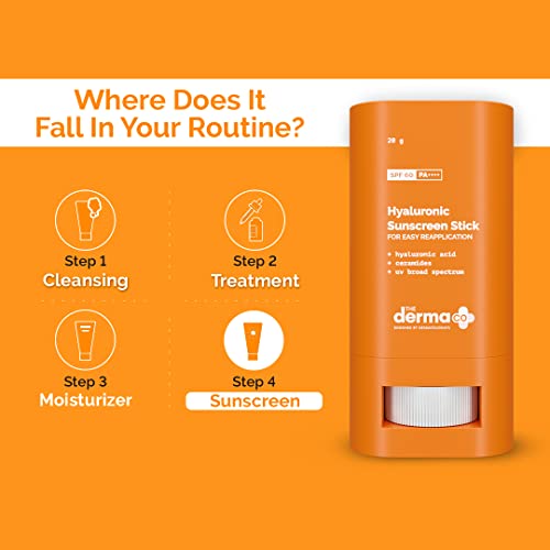 The Derma Co Hyaluronic Sunscreen For All Skin Types Stick With Spf 60 & Pa++++ For Easy Reapplication - 20G, Pack Of 1