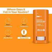 The Derma Co Hyaluronic Sunscreen For All Skin Types Stick With Spf 60 & Pa++++ For Easy Reapplication - 20G, Pack Of 1