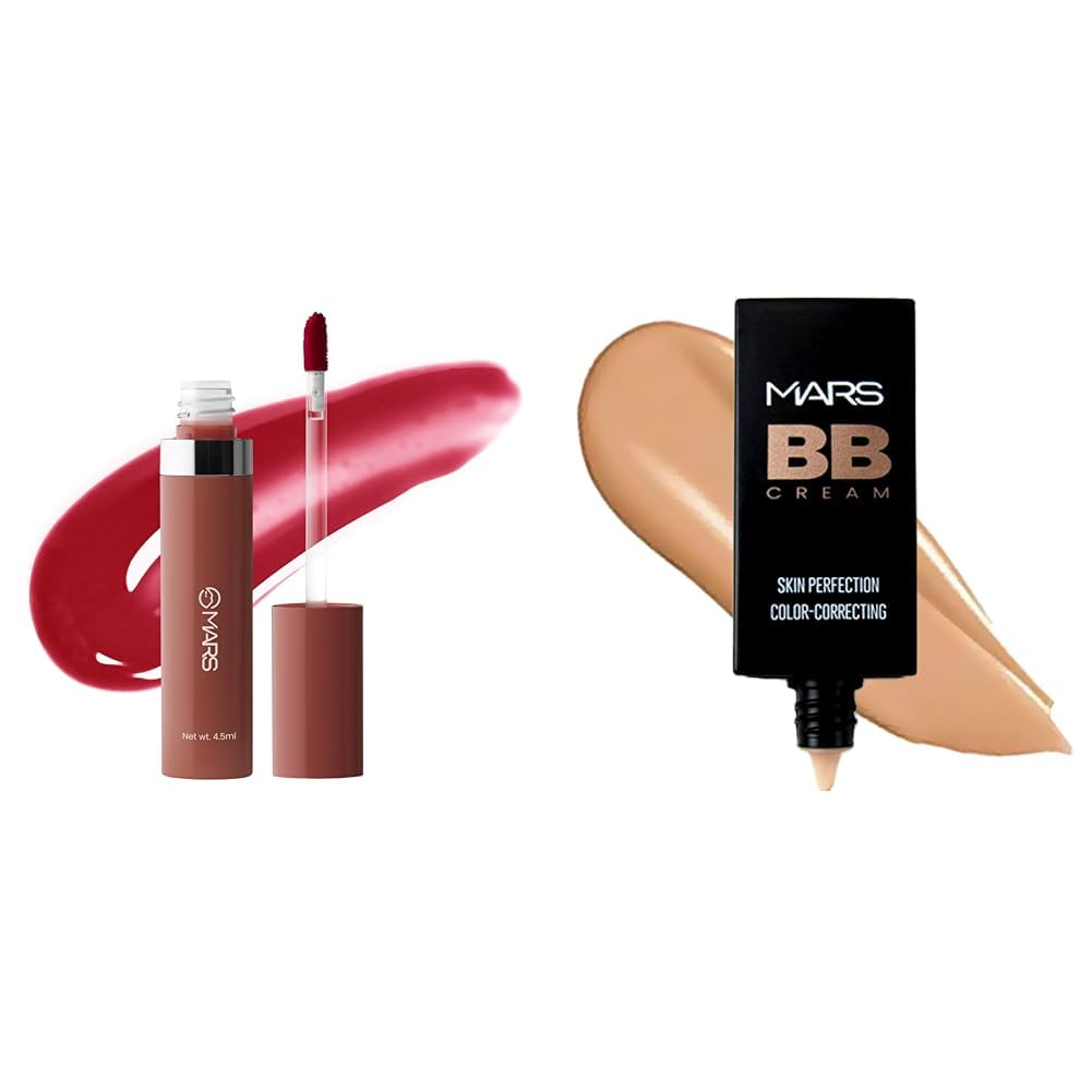 MARS Drip Lip Mist for Women (4.5 ml) (03-Rosewood Drip) BB Cream Lightweight Foundation (30 ml) (Tan)