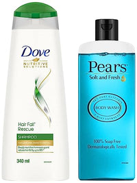 Pears Soft and Fresh Shower Gel, 250ml & Dove Hair Fall Rescue Shampoo, 340ml