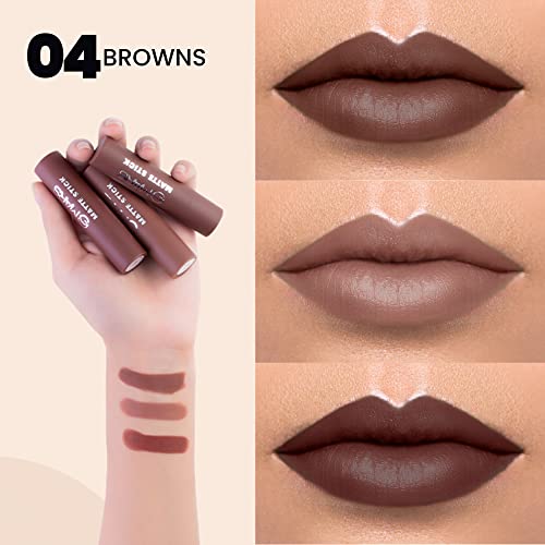 MARS Matte Box Set of 3 Lipsticks for Women (3x3.2 gm) (04-Brown) Creamy Matte Long Lasting Lipstick for Women (3.2 gm) (20-Grapeful Ghoomar)