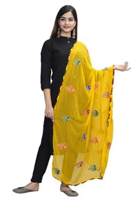 DIAMO Women's  Phulkari Chiffon Dupatta