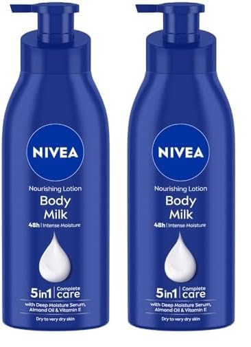 NIVEA Nourishing Body Milk 400ml Body Lotion | 48 H Moisturization | With 2X Almond Oil | Smooth and Healthy Looking Skin |For Very Dry Skin (Pack of 2)