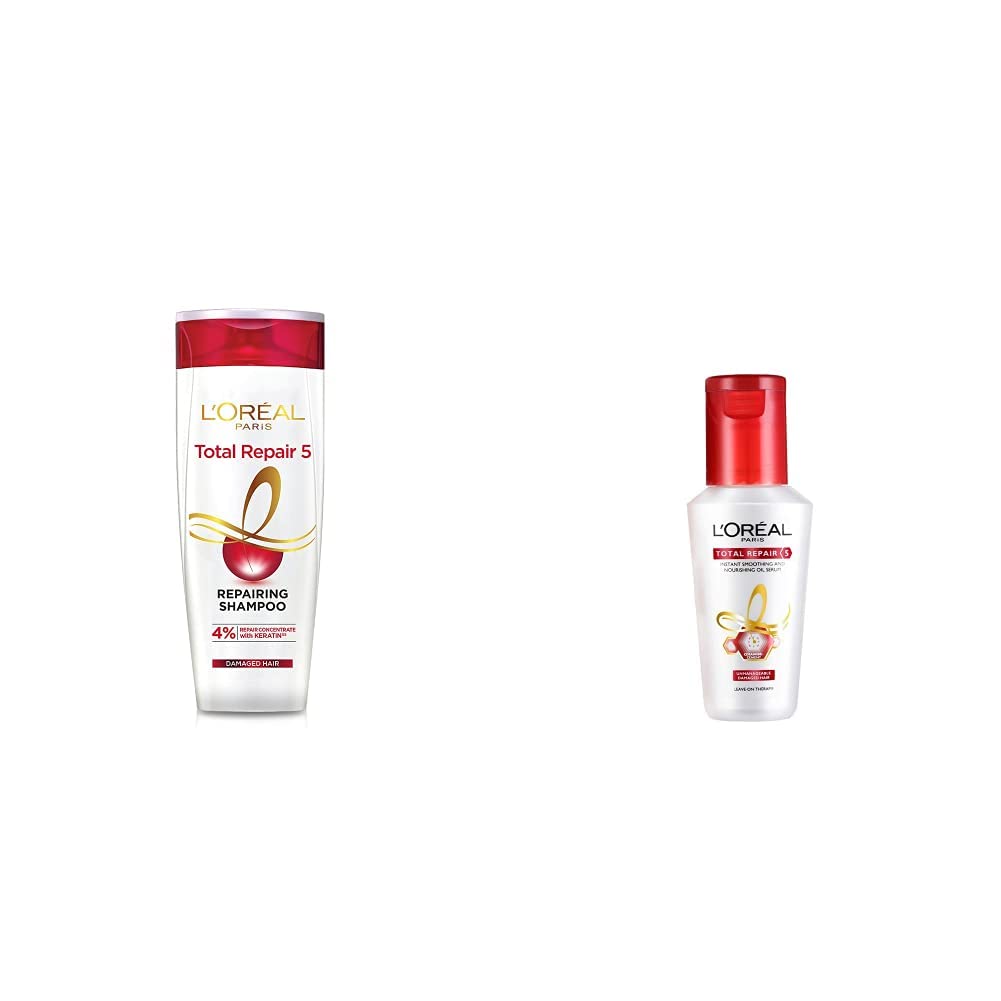 L'Oreal Paris Total Repair 5 Shampoo, 360ml (With 10% Extra) And L'Oreal Paris Total Repair 5 Serum, 80ml
