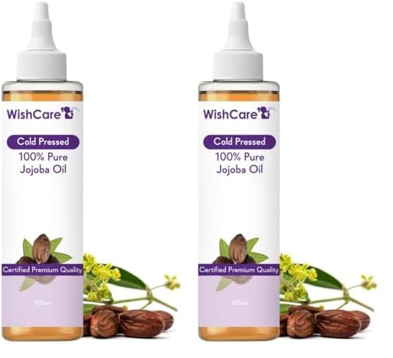 WishCare Pure Cold Pressed Natural Unrefined Jojoba Oil - Moisturizer For Skin, Hair and Nails, 100 ml (Pack of 2)