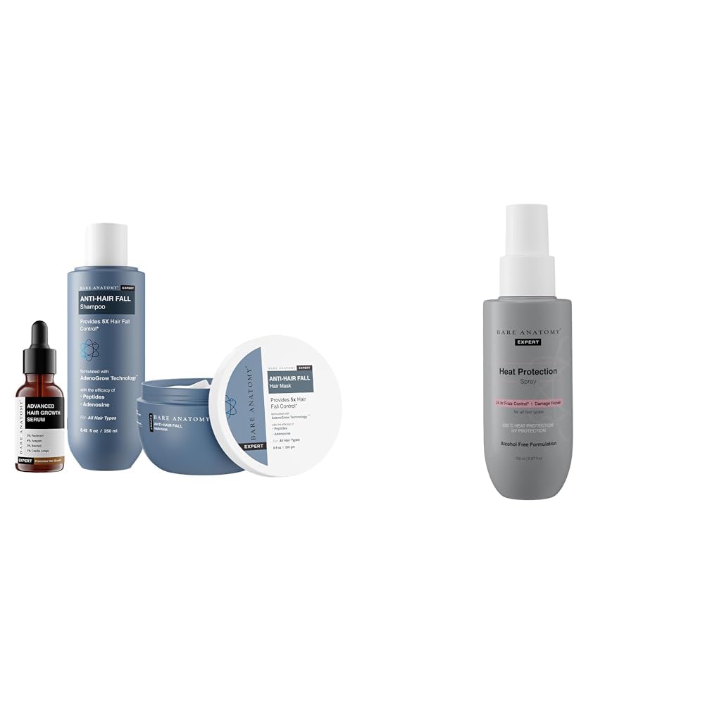 Bare Anatomy Anti-Hair Fall Shampoo + Mask for Women & Men Heat Protection Spray Serum For Women & Men | Vegan |230 掳C Heat Protection 150 ml