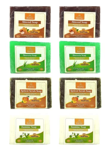 Khadi Pure Almond, Aloe Vera, Apricot & Jasmine Soap, 125 g (Pack of 8)