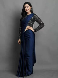 Regolith Designer Sarees for Women 's  Georgette ready to wear sarees for women With Fancy Saree Blouse Piece