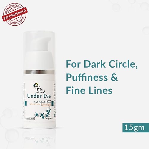 Fixderma Under eye cream | For Dark circles| Controls puffiness | Diminishes under eye ageing | Prevents fine lines | Sooths under eye| Youthful eyes | Safe & Effective cream| Paraben free- 15g