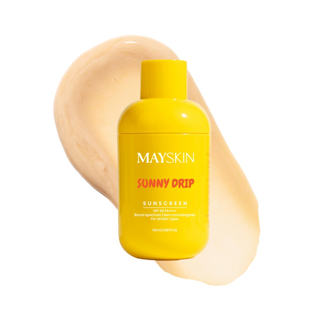 Mayskin Sunny Drip Sunscreen | SPF 50 PA++++ | Bamboo Water + Copper Tripeptide | Broad Spectrum UV Protection | Hydrates, Soothes & Repairs Sun-Stressed Skin | 3-in-1 Sunscreen, Moisturizer & Skincare Treatment | No White Cast | Dermatologist Tested | 50
