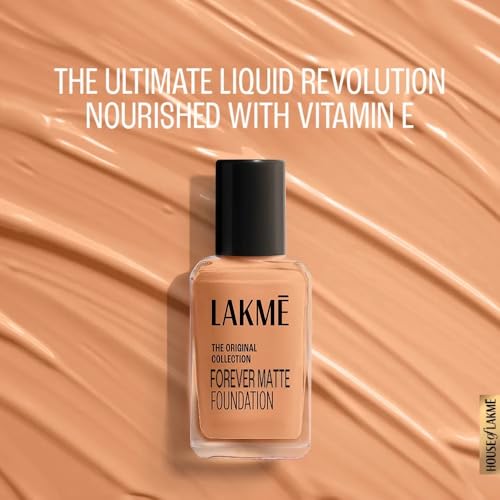 LAKMÉ Forever Matte Radiant Liquid Full Coverage Foundation For Superior For All Skin Coverage, Vit E, Lightweight & Water-Resist, Natural Shell, 27 ml