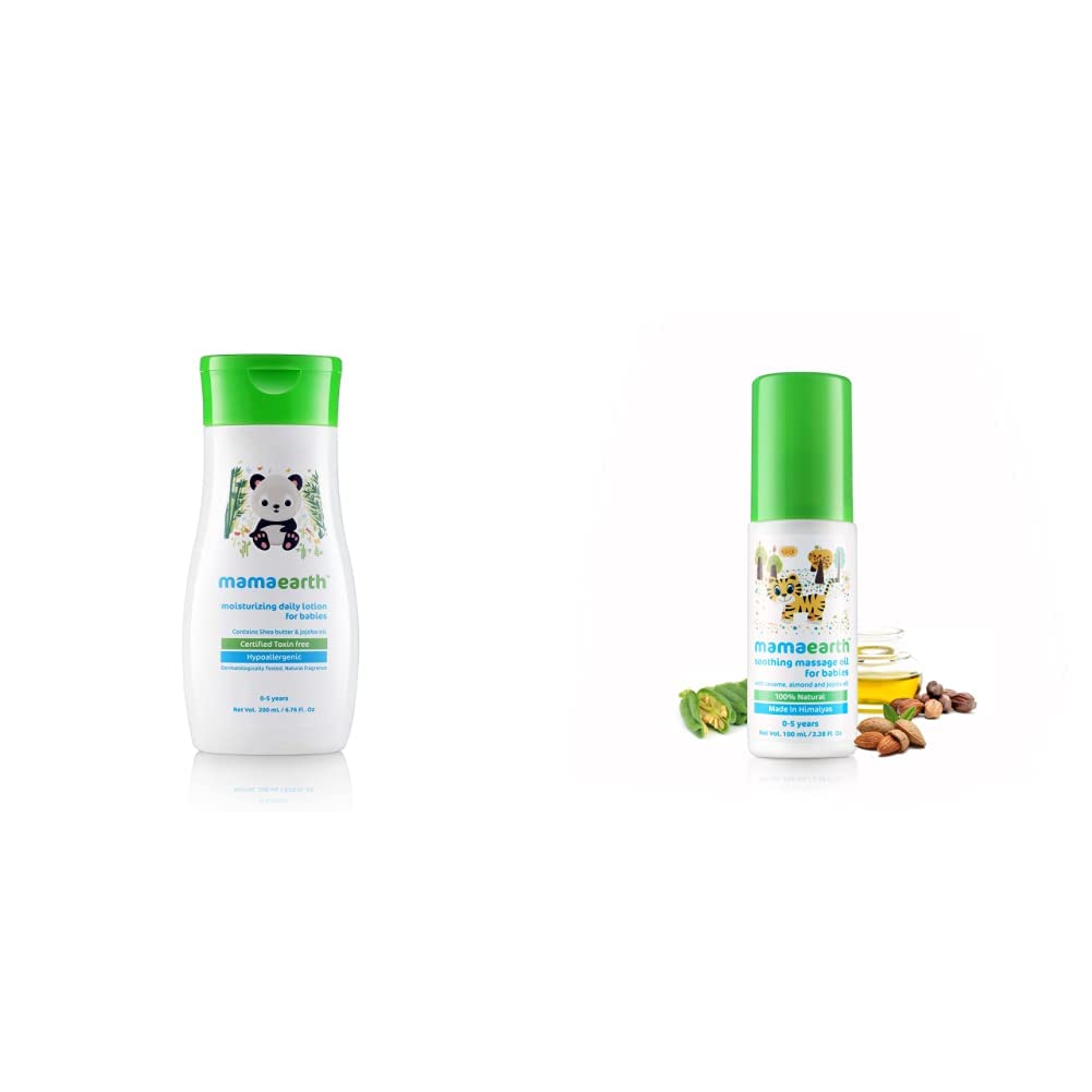 Mamaearth Daily Moisturizing Lotion, 200ml & Mamaearth Soothing Massage Oil for Babies (100 ml, 0-5 Yrs)