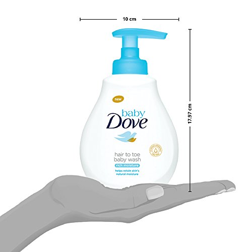 Baby Dove Rich Moisture Hair to Toe Baby Wash 200 ml, No Tears Body Wash for Baby's Soft Skin - Hypoallergenic, No Sulphates, No Parabens