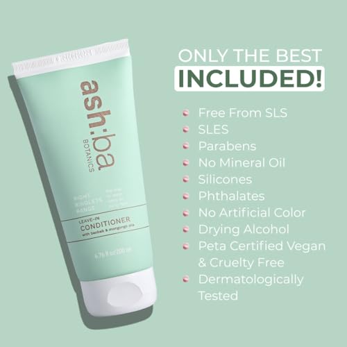 Ashba Botanics Leave-in Conditioner for Frizzy, Wavy & Curly Hair | Hair Cream For Men & Women | Moisturizes, Protects, Nourishes & Adds Shine to Dry & Damaged Hair | Silicone Free (50, millilitre)