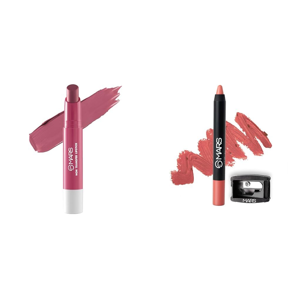 MARS Matte Super Stay Lipstick |(2.6 gm) (16-ANGEL WINGS) Long Lasting Crayon Lipstick up to 12 Hours Stay (3.5 gm) (12-I Am Fierce)