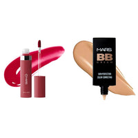 MARS Drip Lip Mist for Women (4.5 ml) (04-Strawberry Drip) BB Cream Lightweight Foundation (30 ml) (Tan)