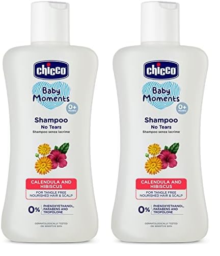 Chicco Baby Moments Shampoo for Babies with Calendula & Hibiscus, 100 ml| No Tears Formula|For Soft & Smooth Hair|Dermatologically Tested|Parabens & Phenoxyethanol Free (Pack of 2)