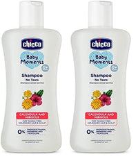 Chicco Baby Moments Shampoo for Babies with Calendula & Hibiscus, 100 ml| No Tears Formula|For Soft & Smooth Hair|Dermatologically Tested|Parabens & Phenoxyethanol Free (Pack of 2)