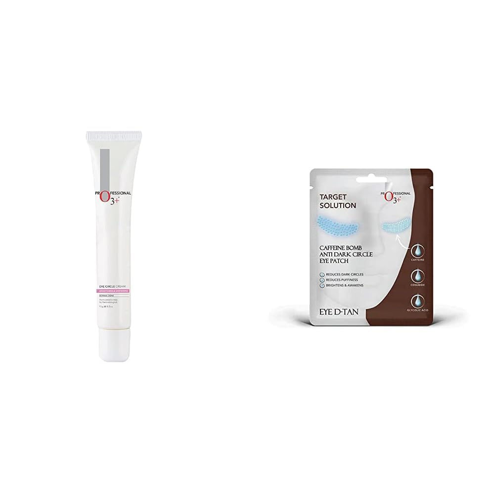 O3+ Eye Circle Cream - Brightening & Whitening for Dark Circles, 15g & O3+ Caffeine Bomb Anti Dark Circle Eye Patch & Eye D Tan (single use only) 5G Combo