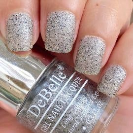 DeBelle Gel Nail Polish Estella (Silver with Black Glitter Sugar Finish Nail Paint)|Non UV - Gel Finish |Chip Resistant | Seaweed Enriched Formula| Long Lasting|Cruelty and Toxic Free| 8ml