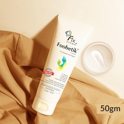 Fixderma Foobetik Cream, Foot cream, Foot Care For Diabetic, For Dry & Cracked Feet, Moisturizes & Soothes Feet, Heel Repair, For Calloused, or Chapped Skin, Paraben Free - 50g