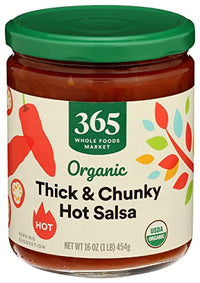 365 Salsa Hot Thick Chunky Organic, 16 Ounce