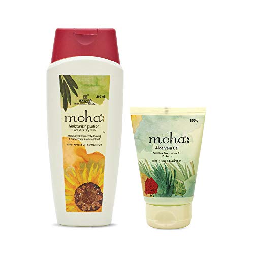 moha: Moisturizing Lotion (200 Ml) Moisturizing Lotion For Face & Body With Free Aloe Vera Gel 100 Ml (Combo of 2)