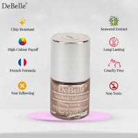 DeBelle Gel Nail Polish Pandora (Blush Rose Gold Glitter Nail Paint)|Non UV - Gel Finish |Chip Resistant | Seaweed Enriched Formula| Long Lasting|Cruelty and Toxic Free| 8ml