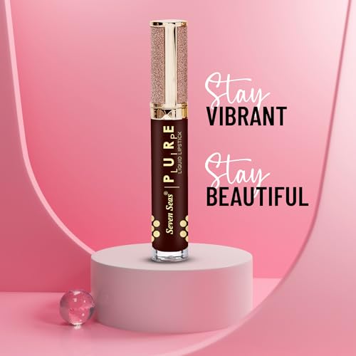 Seven Seas Pure Liquid Lipstick, Matte Finish, Purple (Crimson, 7ml)