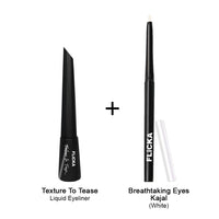 FLiCKA Breathtaking Eyes Kajal White & Texture To Tease Liquid Eyeliner Combo