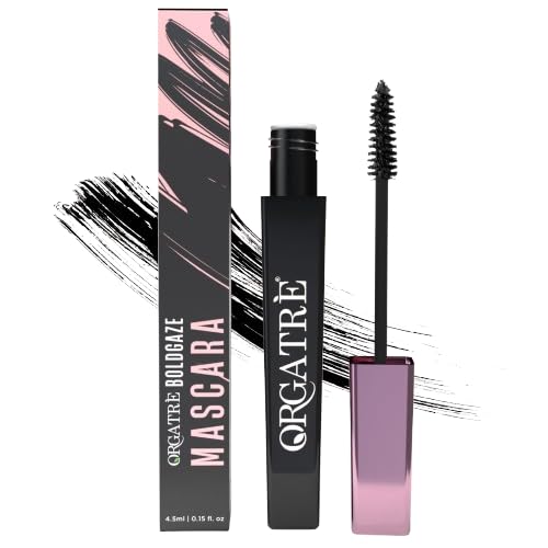 Orgatre Boldgaze Waterproof Volumizing Mascara 4.5ml for High Volume & Long-Lasting Curl | Smudge-Proof Black Mascara for Women | Suitable for Eyebrows & Lower Lashes