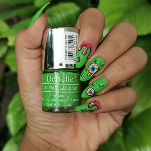 Debelle Gel Nail Polish Matcha Cookie (Parrot Green Nail Paint)|Non Uv - Glossy Finish |Chip Resistant | Seaweed Enriched Formula| Long Lasting|Cruelty And Toxic Free| 8Ml