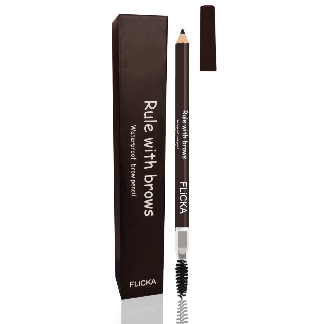 FLiCKA Rule With Brows Eyebrow Pencil, With Spoolie, Long-lasting and Natural-looking Results, Define & Blend Brow Pencil, Brown, 1.2g