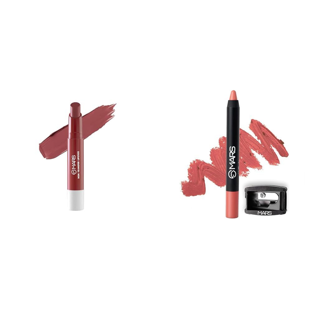 MARS Matte Super Stay Lipstick |(2.6 gm) (02-TREASURE) Long Lasting Crayon Lipstick up to 12 Hours Stay (3.5 gm) (12-I Am Fierce)