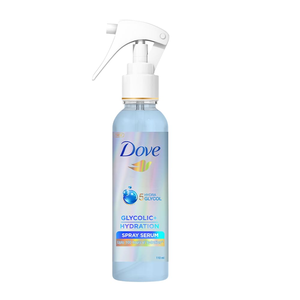 Dove Glycolic + Hydration Serum Spray 110 ml with Hydra-Glycol for Upto 100 hours of hydrated, fluid hair.