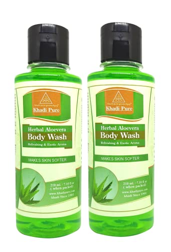 Khadi Pure Herbal Aloe Vera Body Wash, 210 ml (Pack of 2)