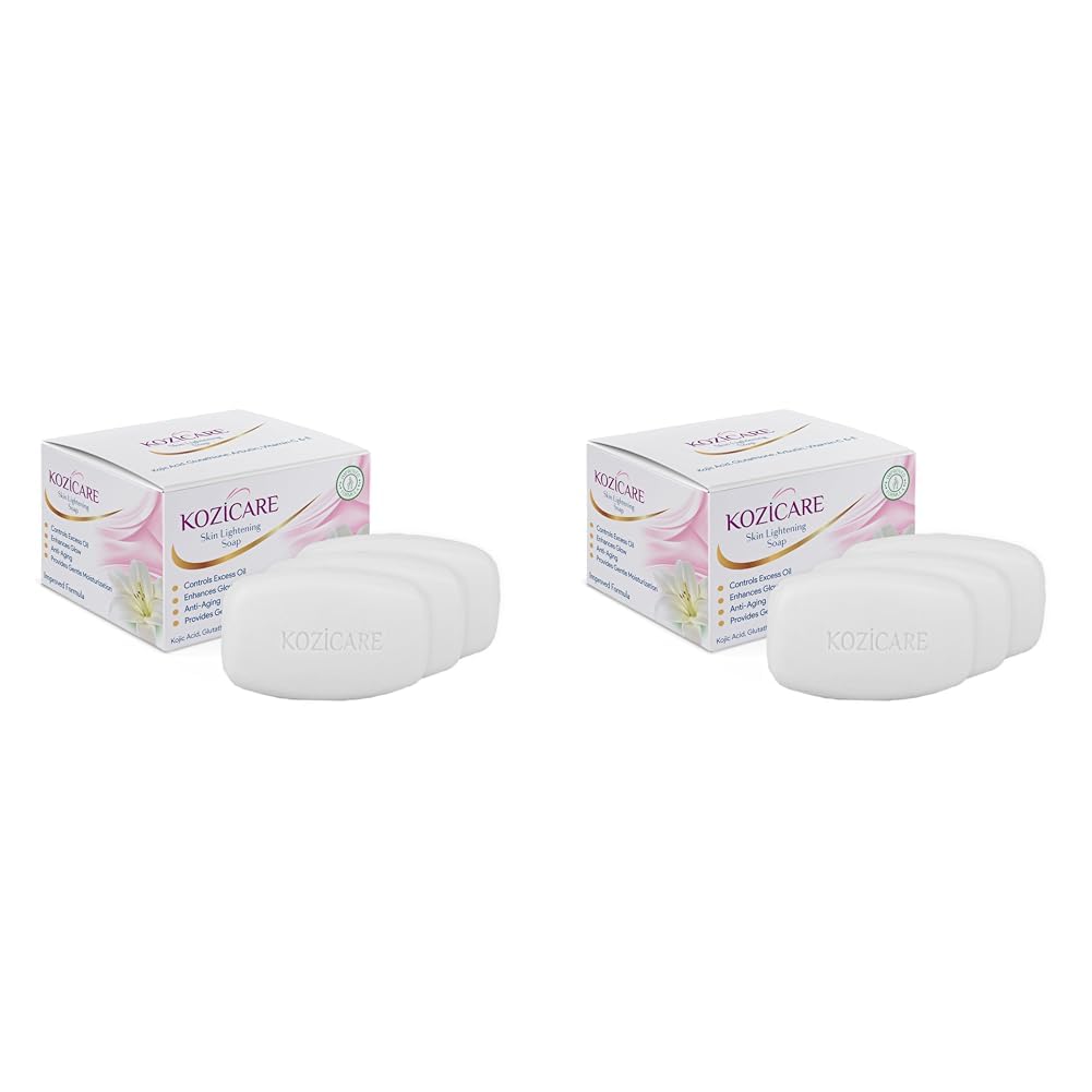 Kozicare Skin Lightening Soap Pack of 6 | Kojic Acid & Vitamin C | Anti Aging & Sun Protection | Moisturizing Bath Soap for Men & Women | Remove Dark Spots & Hyperpigmentation | Glowing Skin