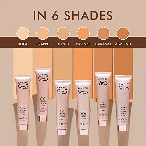 LAKMÉ 9 To 5 CC Cream, 01 - Beige, Light Face Makeup With Natural Coverage, SPF 30 - Tinted Moisturizer To Brighten Skin, Conceal Dark Spots, 30g (Pack of 2)