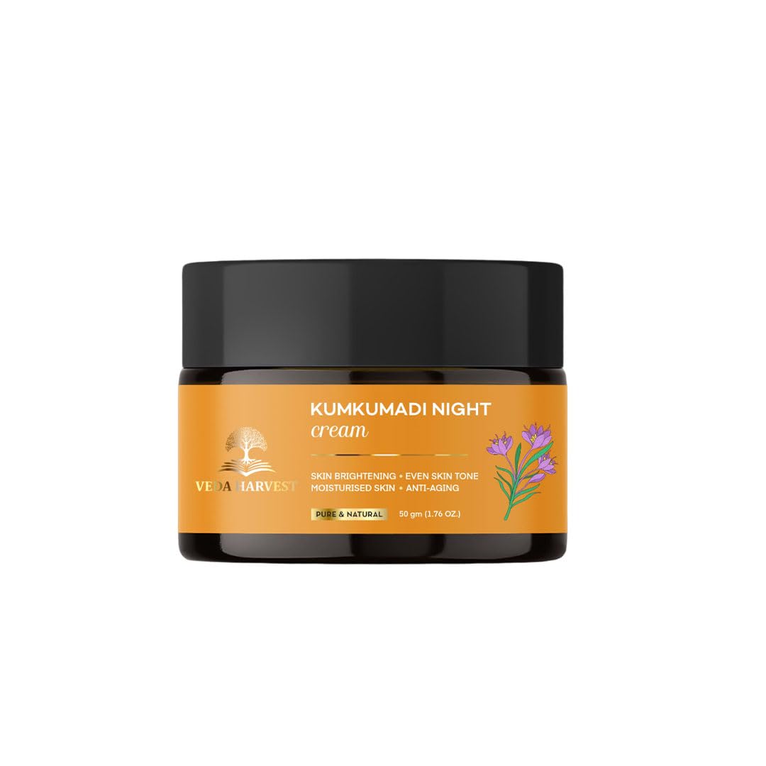 Kumkumadi 24k Night Cream for glowing skin | Skin brightening | Enriched With Saffron,Haridra,Sandalwood oil & Manjistha | 50gm