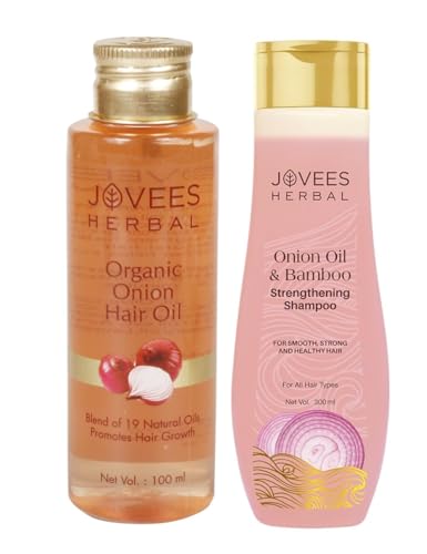 Jovees Herbal Red Onion Oil & Bamboo Strengthening Shampoo Gives Smooth, Strong, Healthy Hair And Organic Onion Hair Oil | Improves Hair Growth Frizz-free Hair 100ml