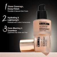 SWISS BEAUTY Select Super Radiant Hydrating Liquid Skin Tint | With Hyaluronic Acid | Provides Natural, Dewy Glow | Shade- Almond Glow, 30Gm