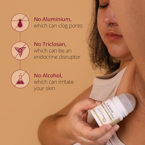 Carmesi Natural Underarm Roll On Deodorant for Women | 95% Natural + 5% Essential Ingredients | For Fresh Underarms All Day | No Alcohol & Aluminium | Sweet Summer | 50 ml