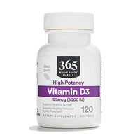 365 Vitamin D3 5000 IU, 120 Softgels, Package May Vary