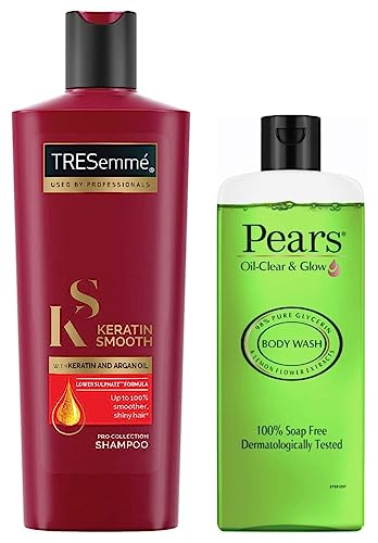 TRESemme Keratin Smooth Shampoo, 340ml & Pears Oil Clear and Glow Shower Gel, 250ml